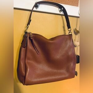 Coach Pebbled Leather Shay Shoulder Bag in mahogany